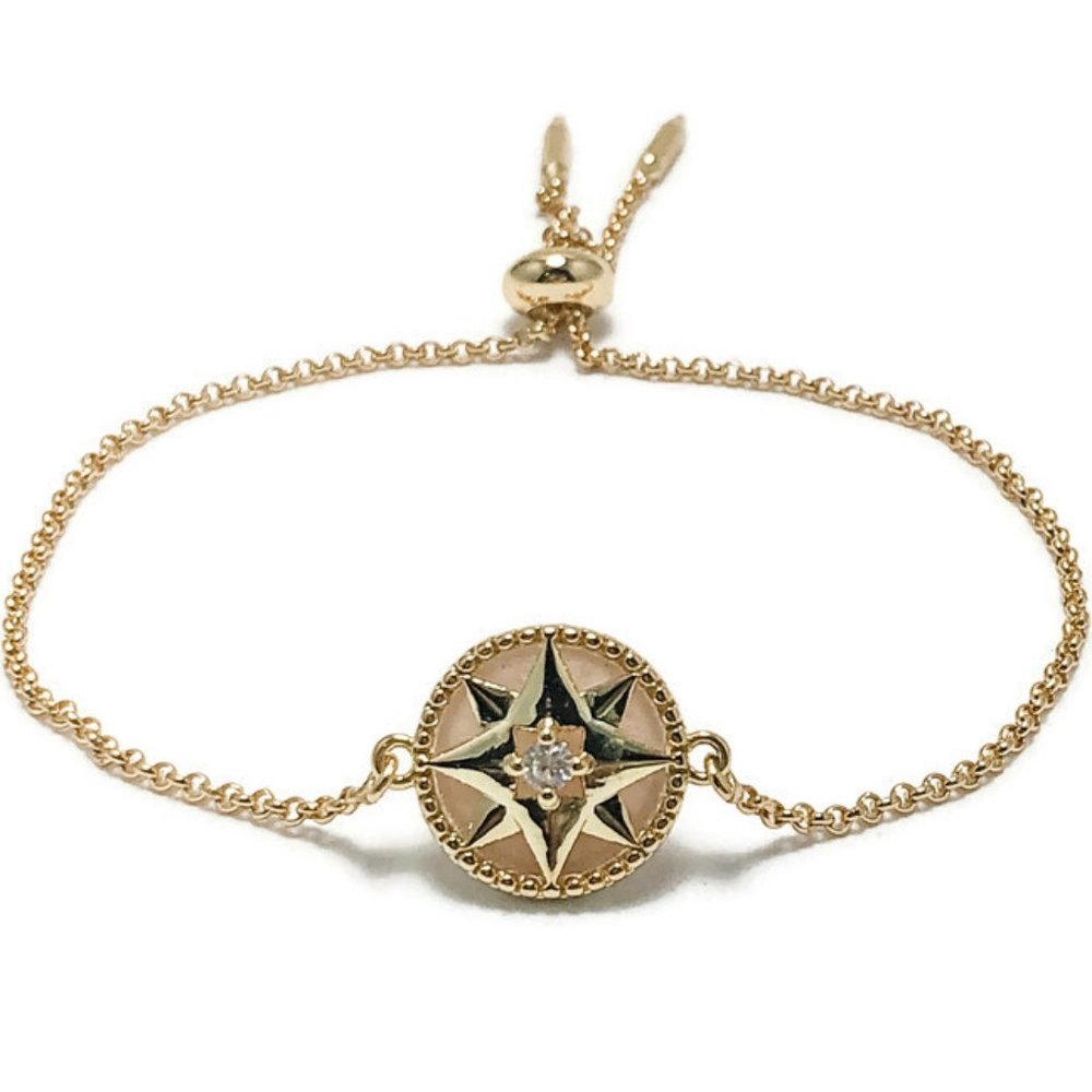 🎉NWT Full Circle Adjustable Slide Bead Box Chain Sunstone Gemstone Bracelet